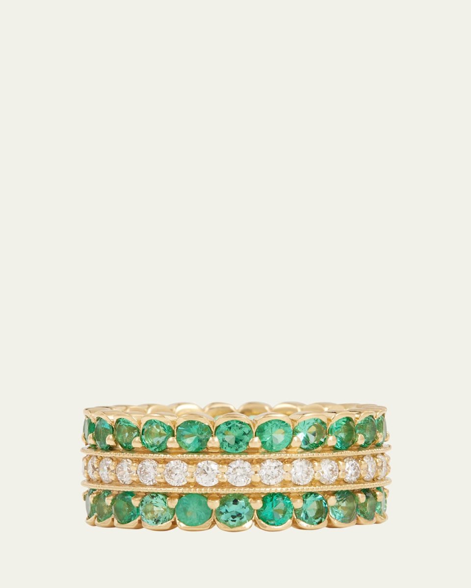 18K Gold Emerald & Diamond Ring